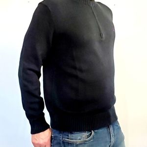 POLO by RALPH LAUREN Black Cotton Knit Pullover Zip *Men's L